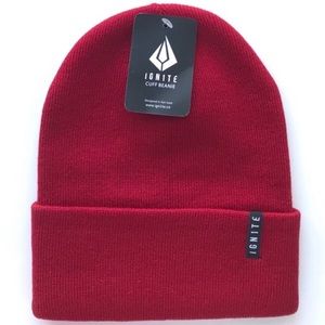 New Deep Red Ignite Cuff Beanie All Season